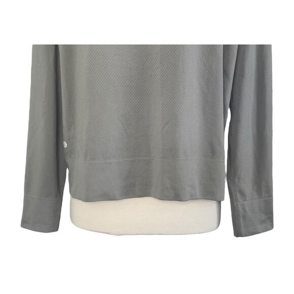 LULULEMON Swiftly Relaxed Half Zip Long Sleeve Top Size 12 Gull Grey/White - Picture 8 of 12